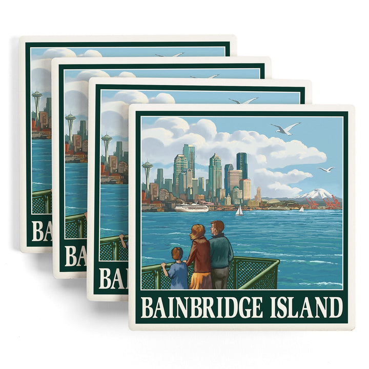 Bainbridge Island, Washington, Ferry and Seattle, Coasters Coasters Lantern Press