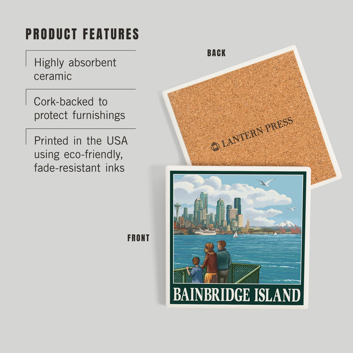 Bainbridge Island, Washington, Ferry and Seattle, Coasters Coasters Lantern Press