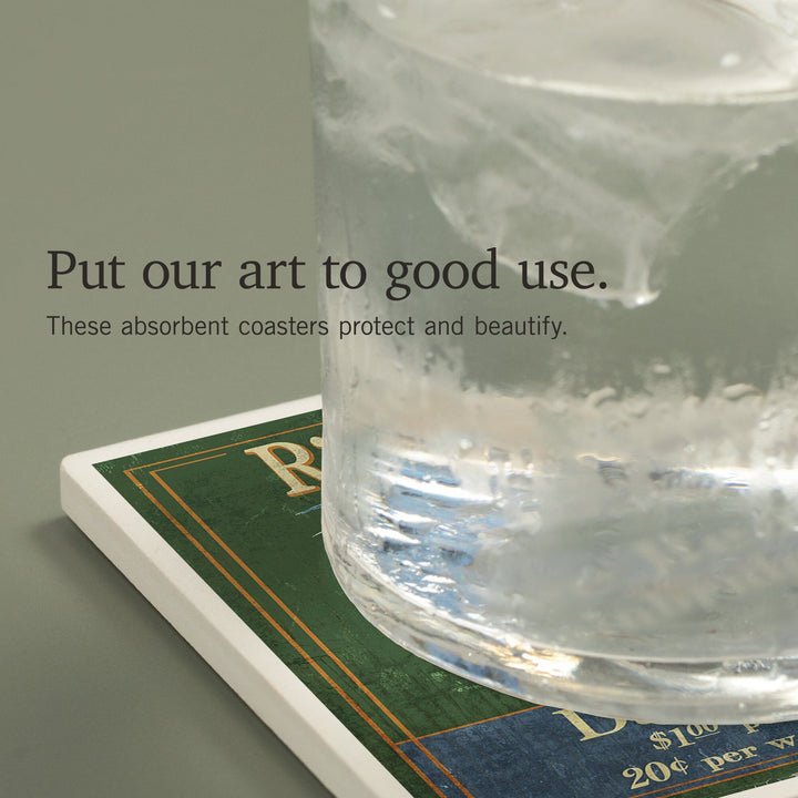 Bainbridge Island, Washington, Ferry Ride Vintage Sign, Coasters Coasters Lantern Press