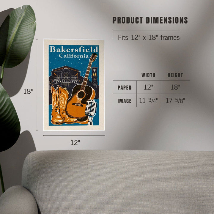 Bakersfield, California, Woodblock, Art & Giclee Prints Art Lantern Press