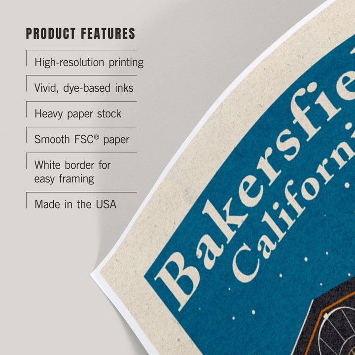 Bakersfield, California, Woodblock, Art & Giclee Prints Art Lantern Press