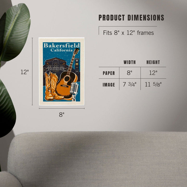 Bakersfield, California, Woodblock, Art & Giclee Prints Art Lantern Press