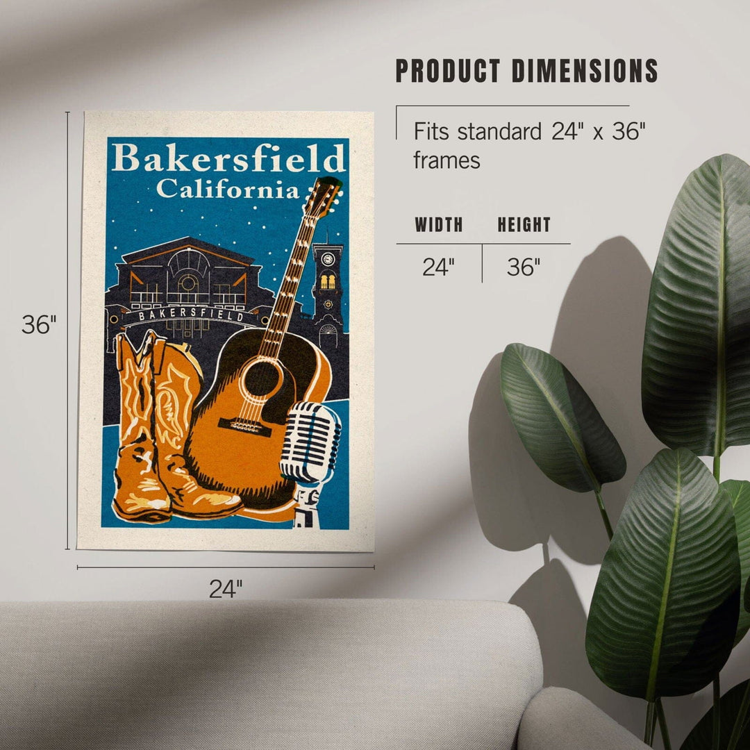 Bakersfield, California, Woodblock, Art & Giclee Prints Art Lantern Press