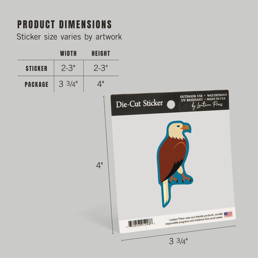 Bald Eagle, Geometric, Contour, Lantern Press Artwork, Vinyl Sticker Sticker Lantern Press