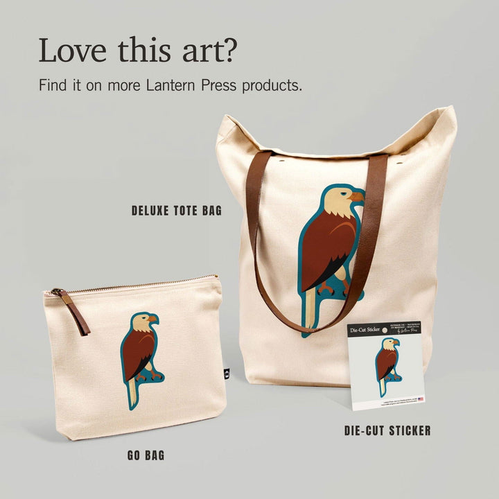 Bald Eagle, Geometric, Contour, Lantern Press Artwork, Vinyl Sticker Sticker Lantern Press
