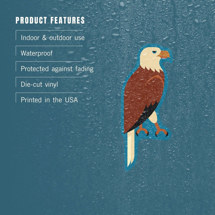 Bald Eagle, Geometric, Contour, Lantern Press Artwork, Vinyl Sticker Sticker Lantern Press