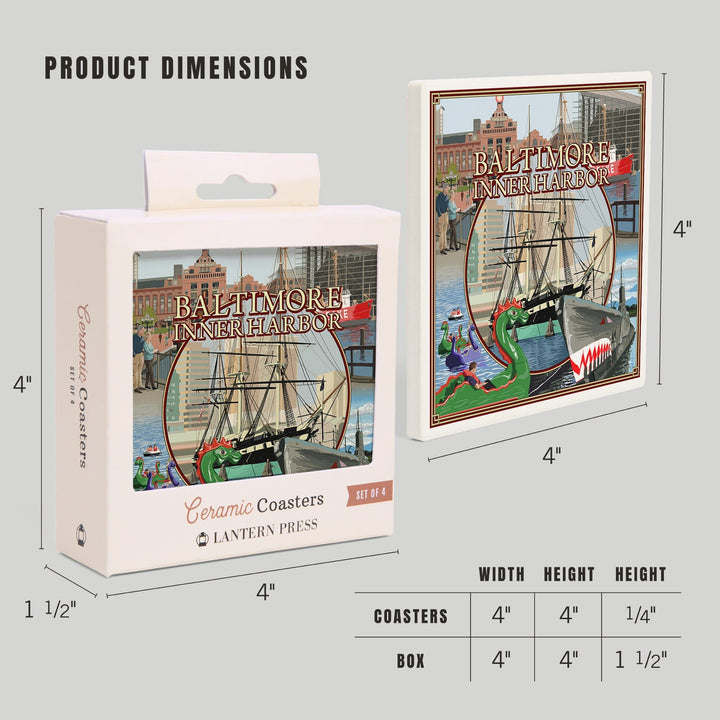 Baltimore, Maryland, Inner Harbor Scenes, Coasters Coasters Lantern Press