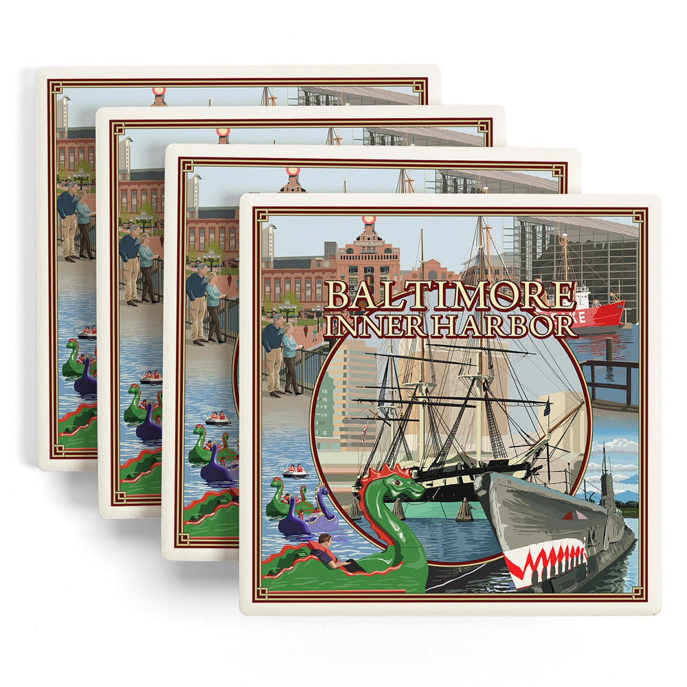 Baltimore, Maryland, Inner Harbor Scenes, Coasters Coasters Lantern Press