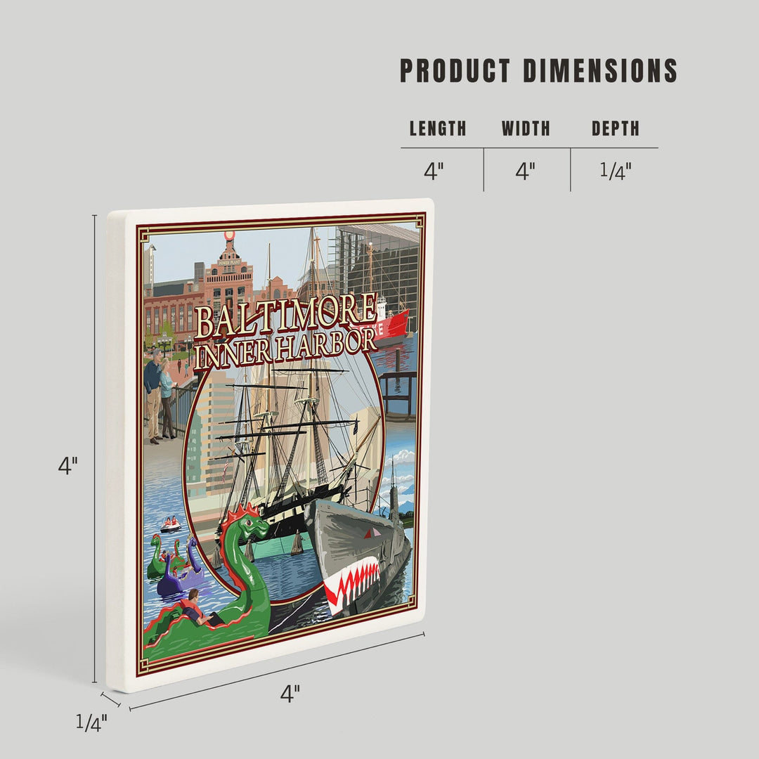 Baltimore, Maryland, Inner Harbor Scenes, Coasters Coasters Lantern Press