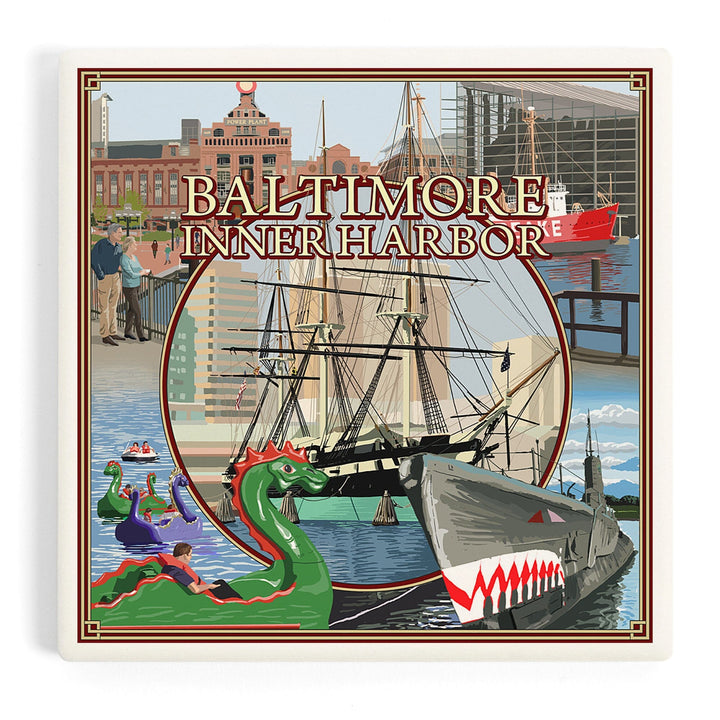 Baltimore, Maryland, Inner Harbor Scenes, Coasters Coasters Lantern Press Coaster