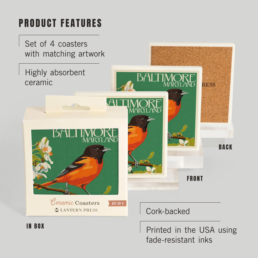 Baltimore, Maryland, Oriole Letterpress, Coasters Coasters Lantern Press