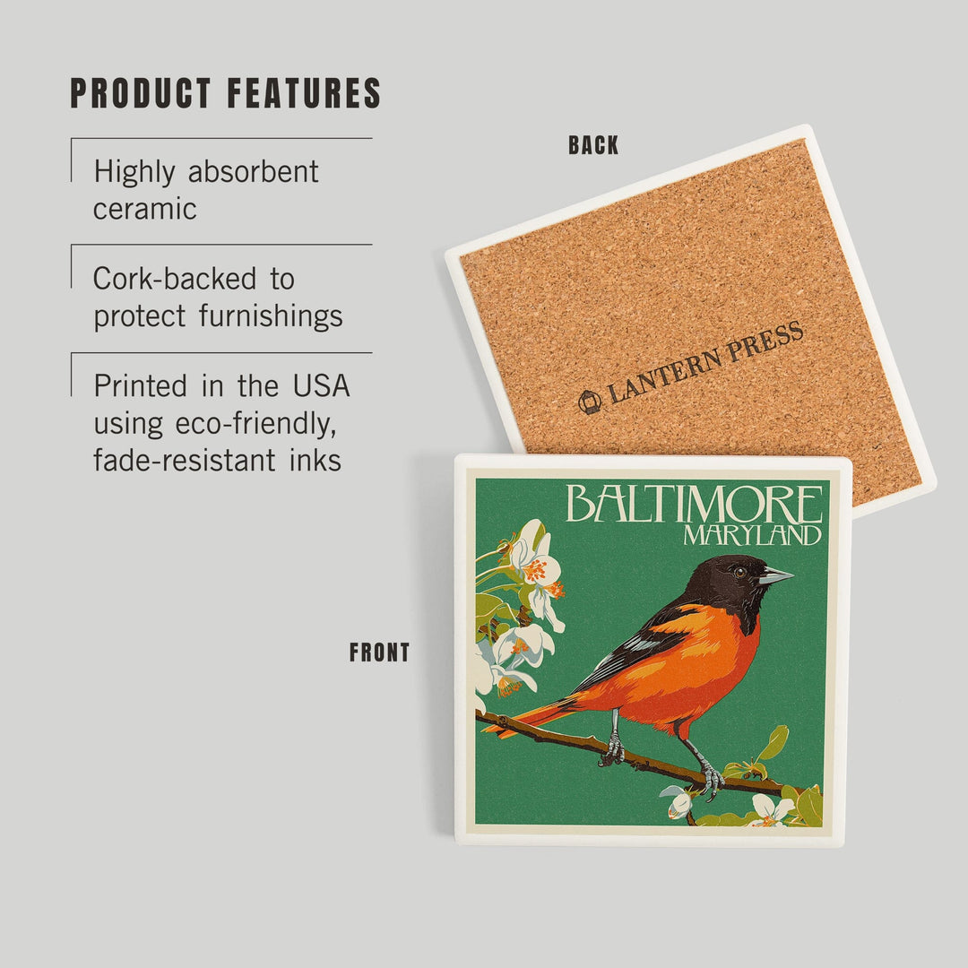 Baltimore, Maryland, Oriole Letterpress, Coasters Coasters Lantern Press