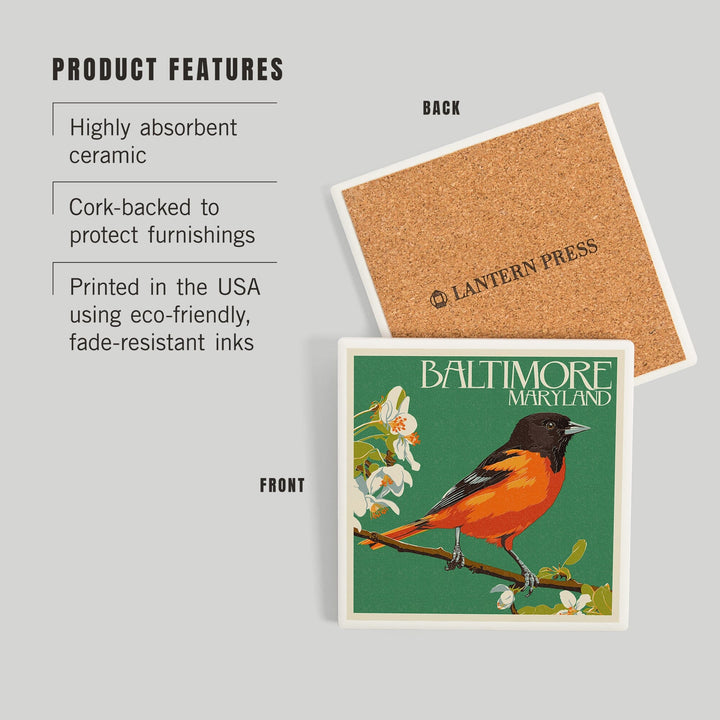 Baltimore, Maryland, Oriole Letterpress, Coasters Coasters Lantern Press