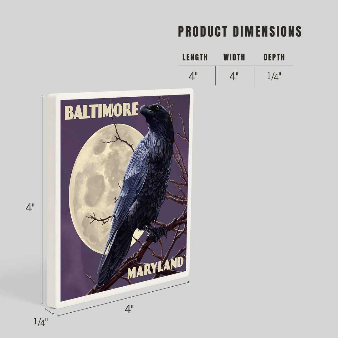 Baltimore, Maryland, Raven and Moon Purple Sky, Coasters Coasters Lantern Press