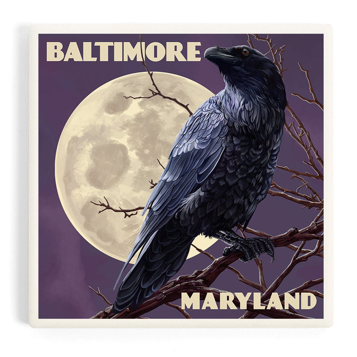 Baltimore, Maryland, Raven and Moon Purple Sky, Coasters Coasters Lantern Press
