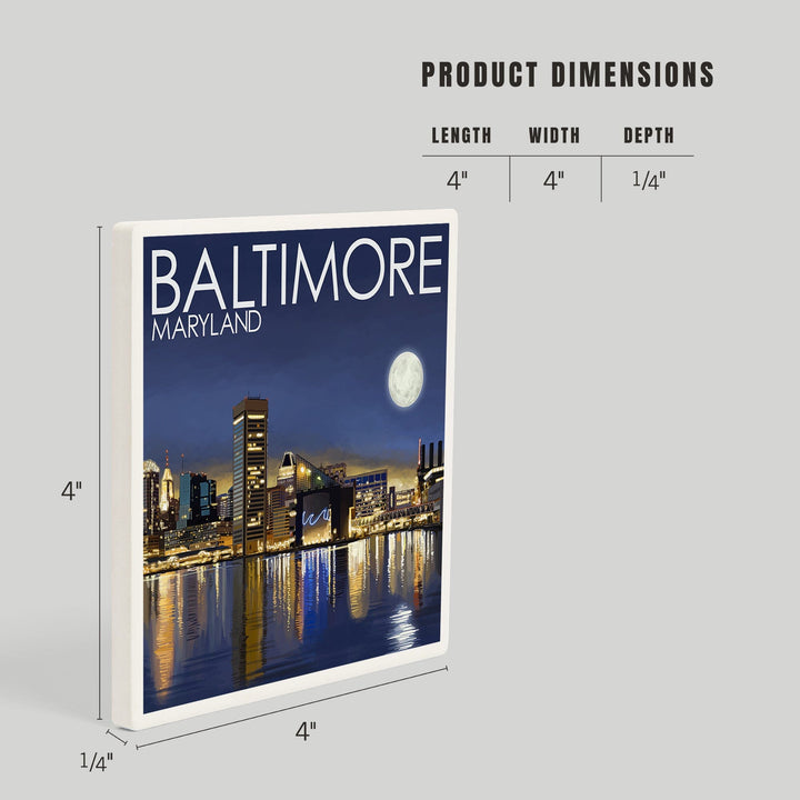 Baltimore, Maryland, Skyline at Night, Coasters Coasters Lantern Press