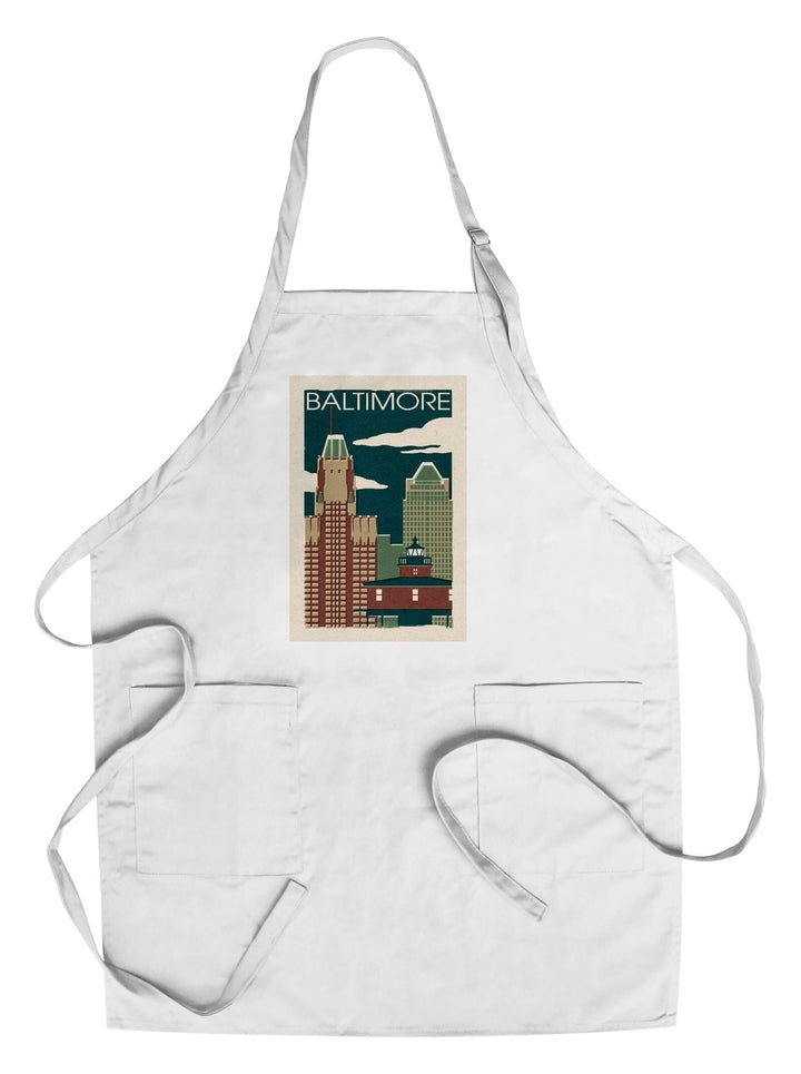 Baltimore, Maryland, Woodblock, Organic Cotton Kitchen Tea Towels Kitchen Lantern Press Cotton Towel