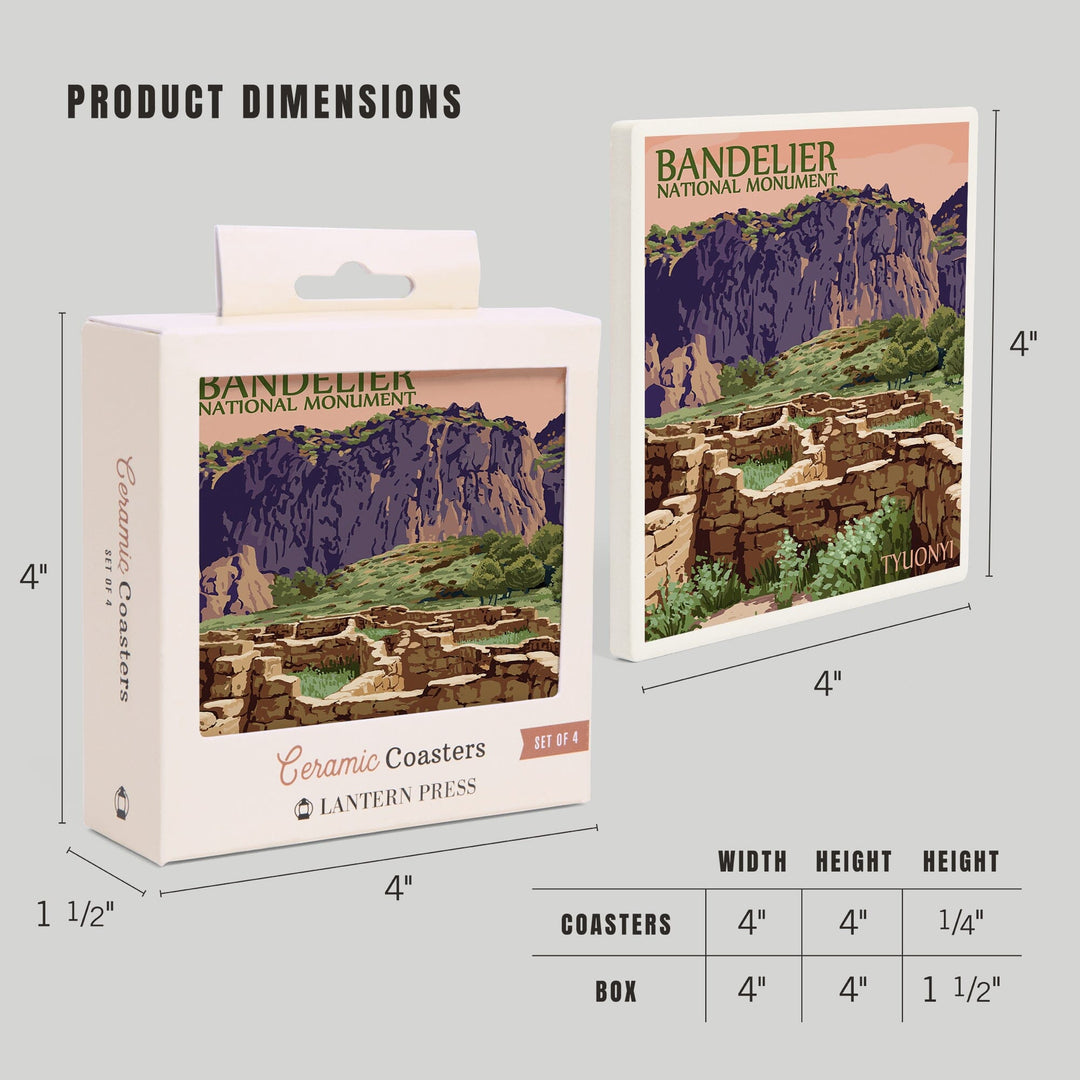 Bandelier National Monument, New Mexico, Tyuonyi, Coasters Coasters Lantern Press