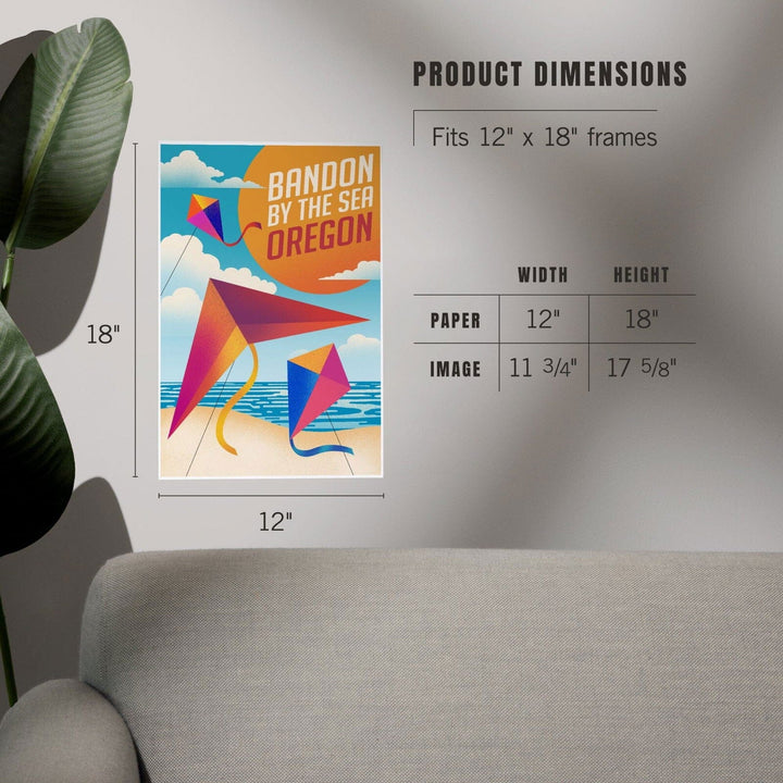 Bandon, Oregon, Bandon by the Sea, Sun-faded Shoreline Collection, Kites on Beach, Art & Giclee Prints Art Lantern Press