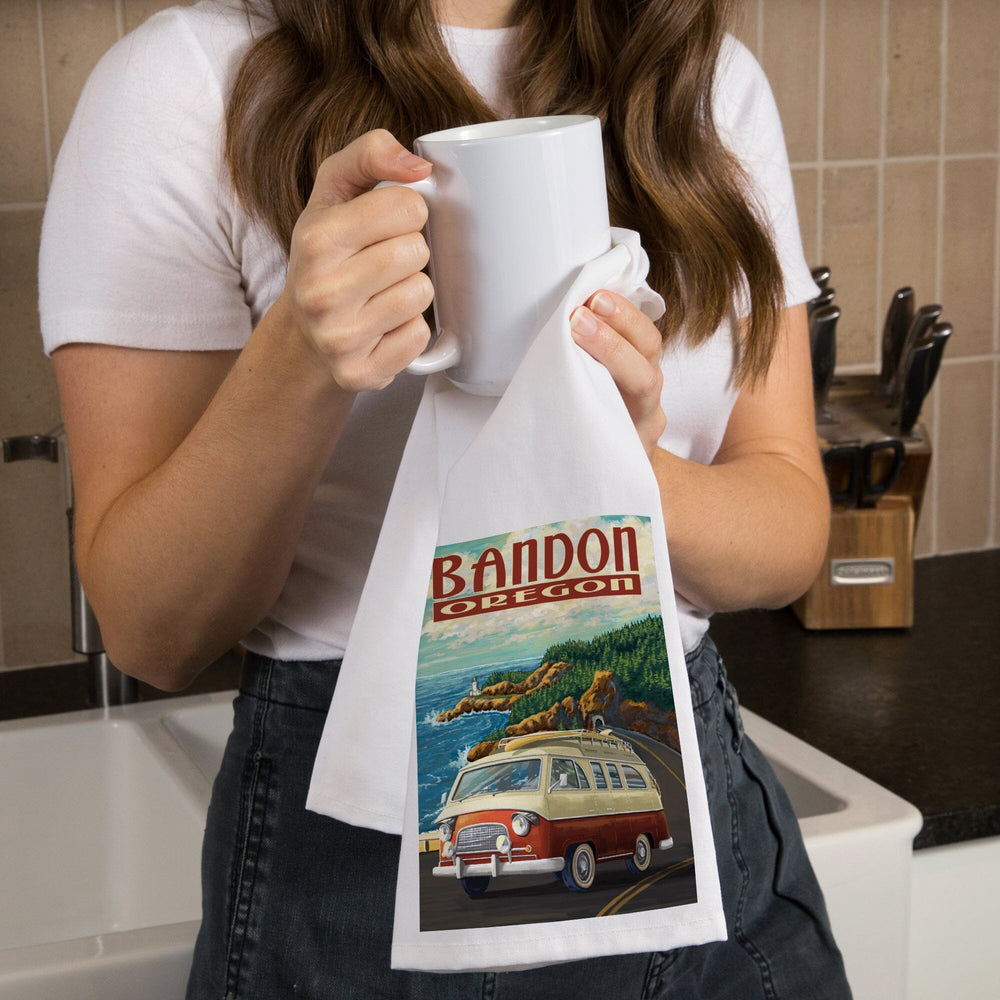 Bandon, Oregon, Camper Van, Coast, Organic Cotton Kitchen Tea Towels Kitchen Lantern Press