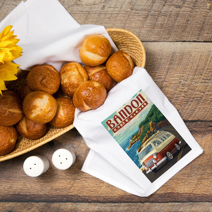 Bandon, Oregon, Camper Van, Coast, Organic Cotton Kitchen Tea Towels Kitchen Lantern Press