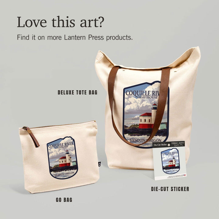 Bandon, Oregon, Coquille River Lighthouse, Contour, Vinyl Sticker Sticker Lantern Press