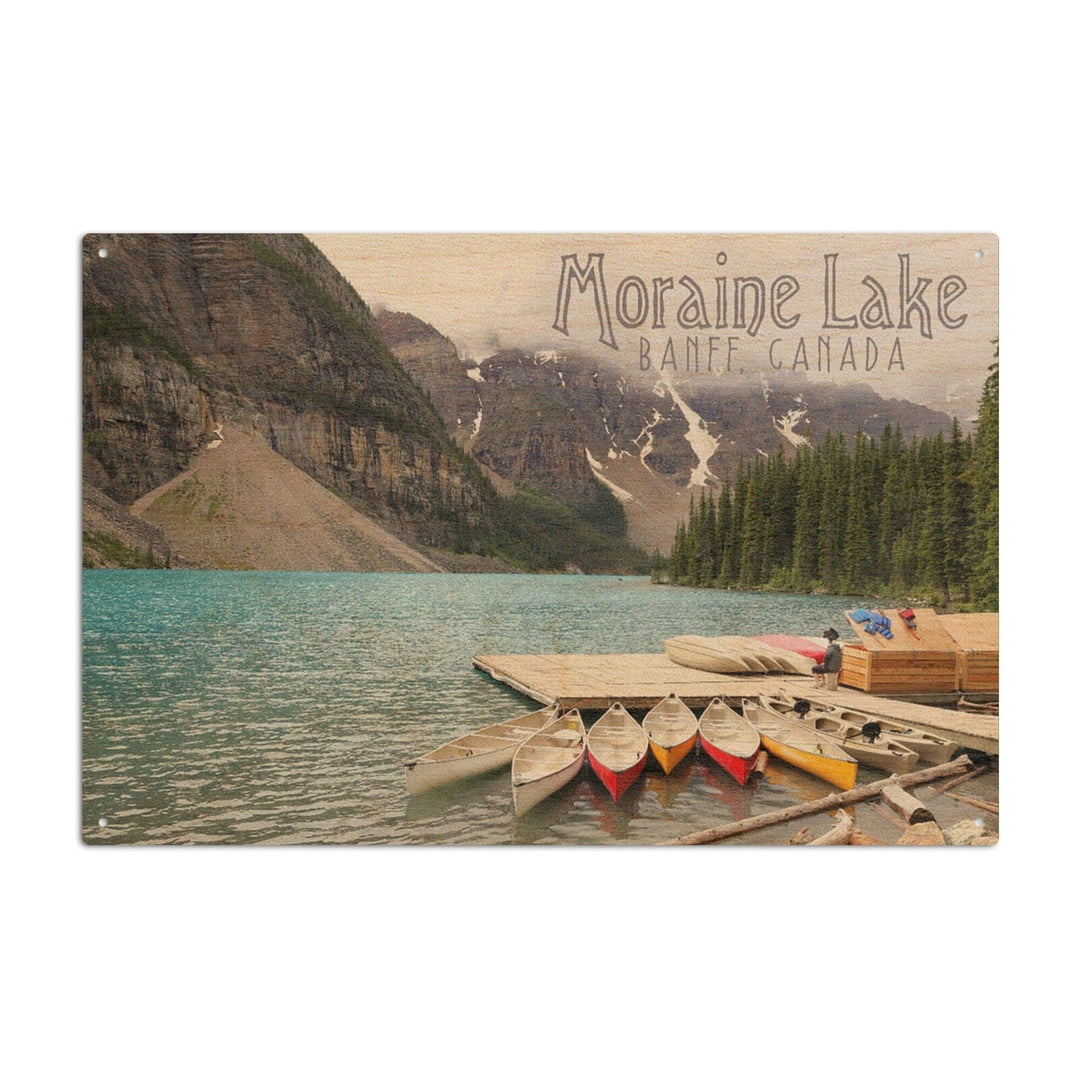 Banff, Canada, Moraine Lake and Canoes, Photography, Wood Signs and Postcards Wood Lantern Press 10 x 15 Wood Sign