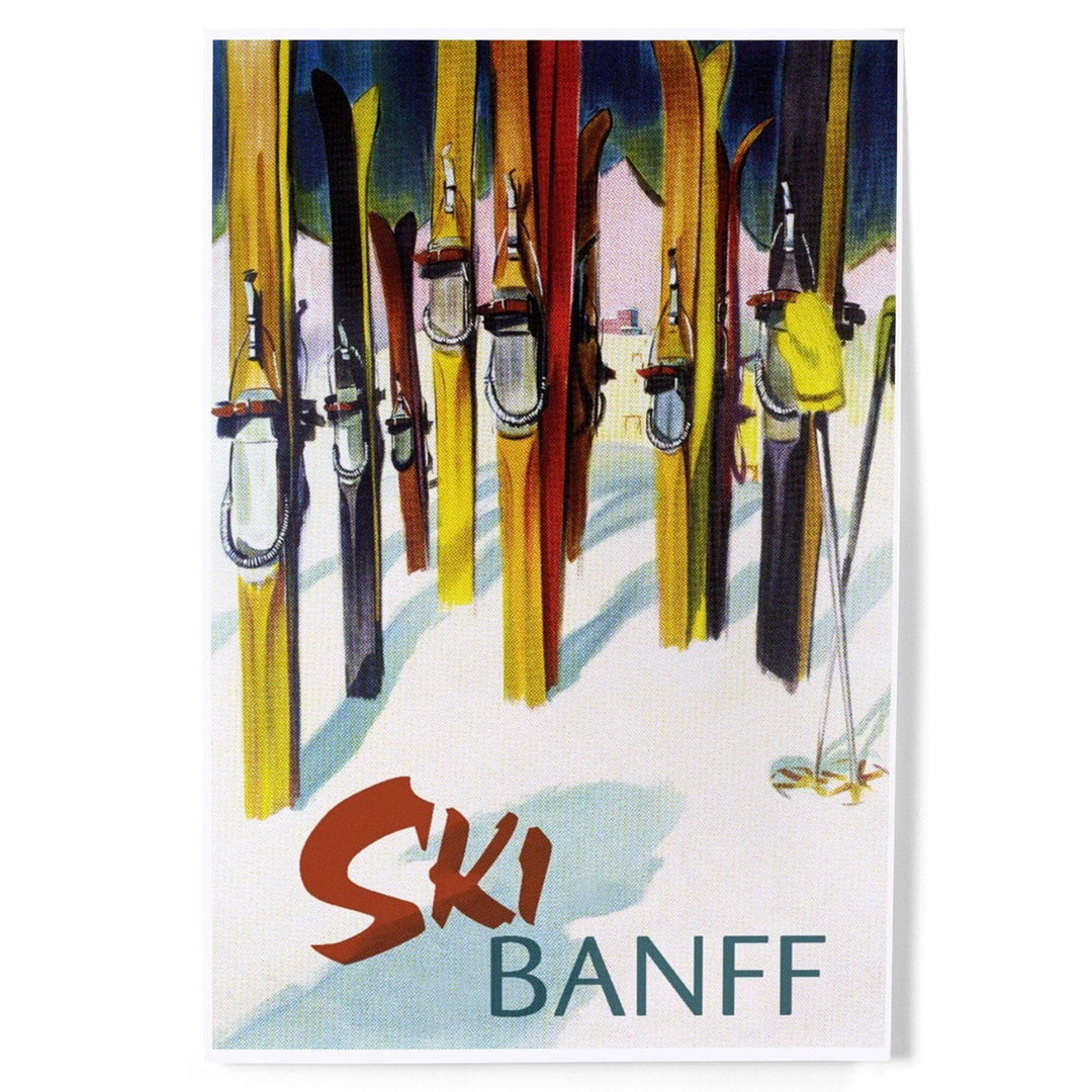Banff, Canada, Ski, Colorful Skis, Art & Giclee Prints Art Lantern Press