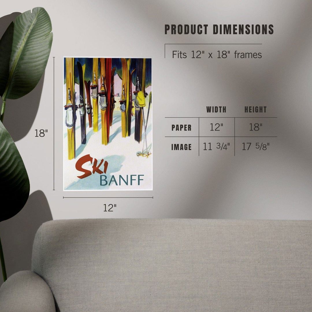 Banff, Canada, Ski, Colorful Skis, Art & Giclee Prints Art Lantern Press