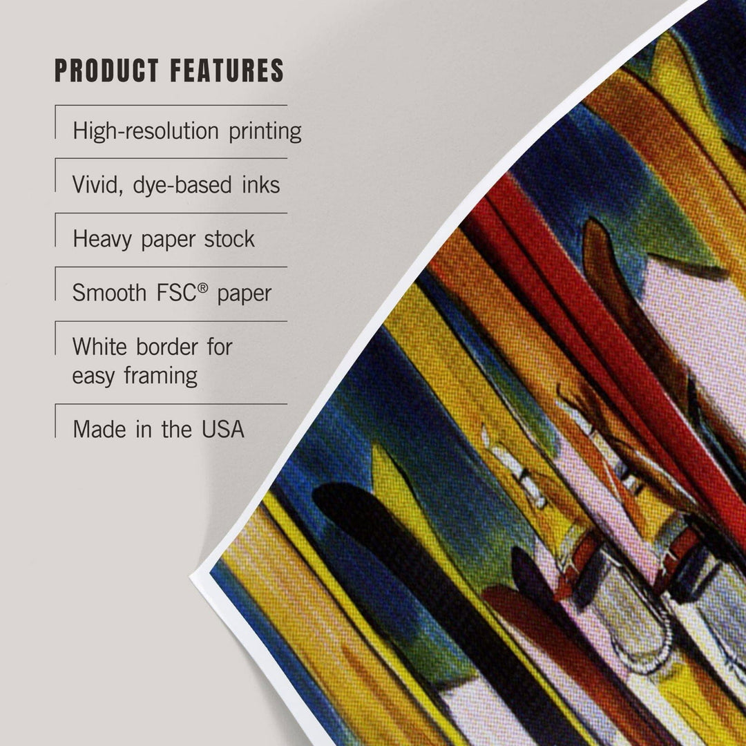 Banff, Canada, Ski, Colorful Skis, Art & Giclee Prints Art Lantern Press