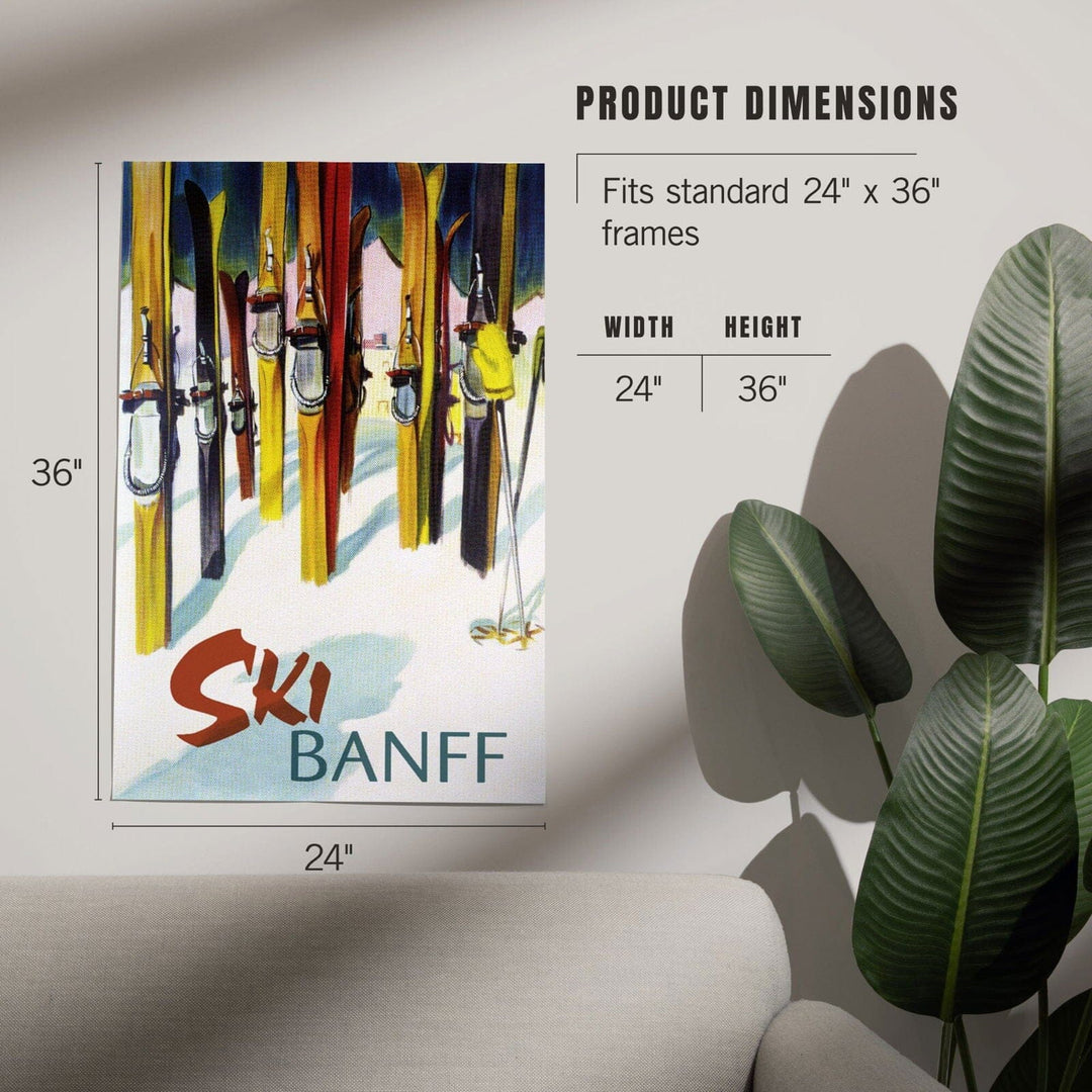 Banff, Canada, Ski, Colorful Skis, Art & Giclee Prints Art Lantern Press