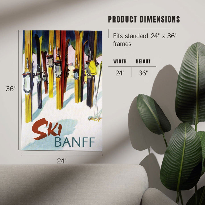 Banff, Canada, Ski, Colorful Skis, Art & Giclee Prints Art Lantern Press