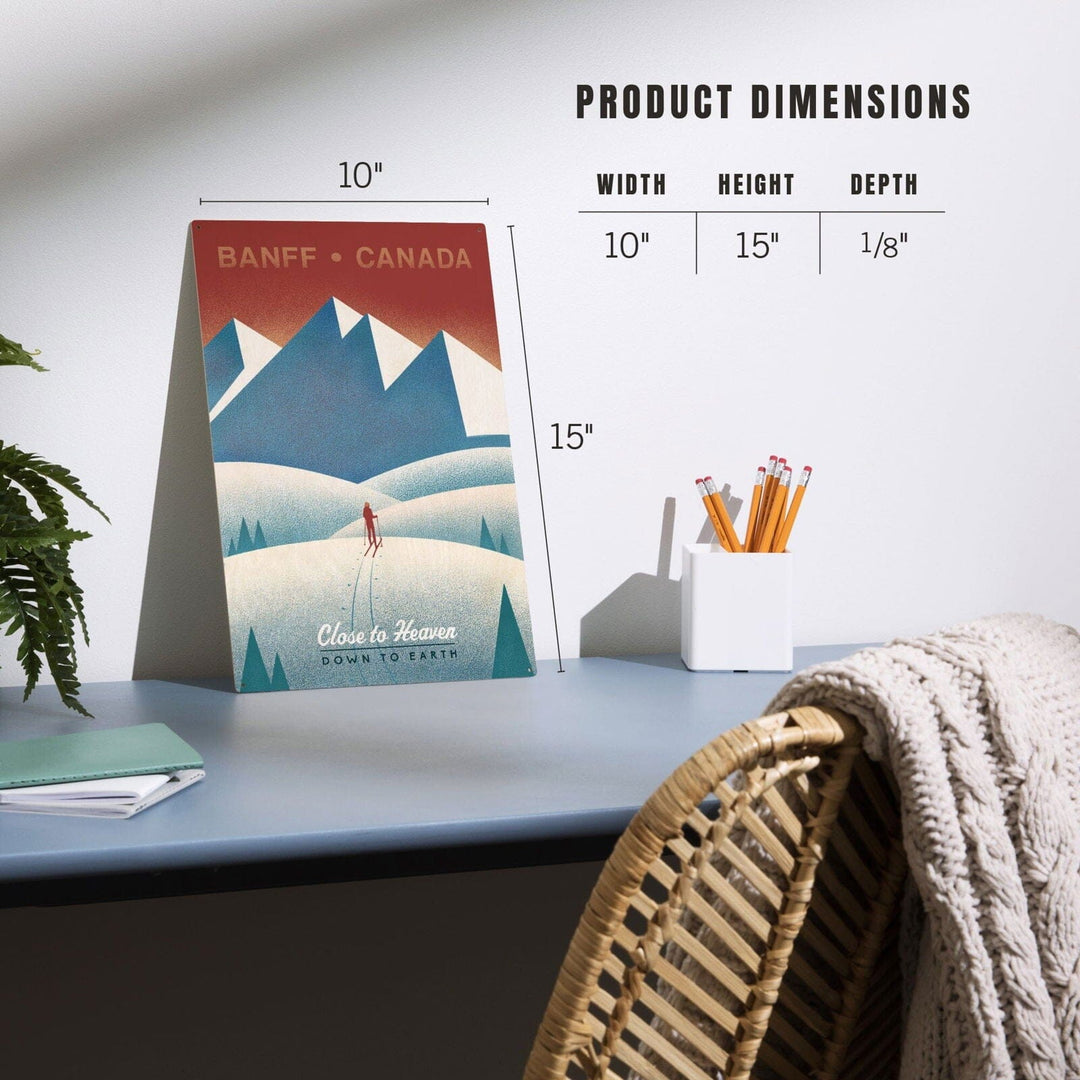 Banff, Canada, Skier In the Mountains, Litho, Lantern Press Artwork, Wood Signs and Postcards Wood Lantern Press