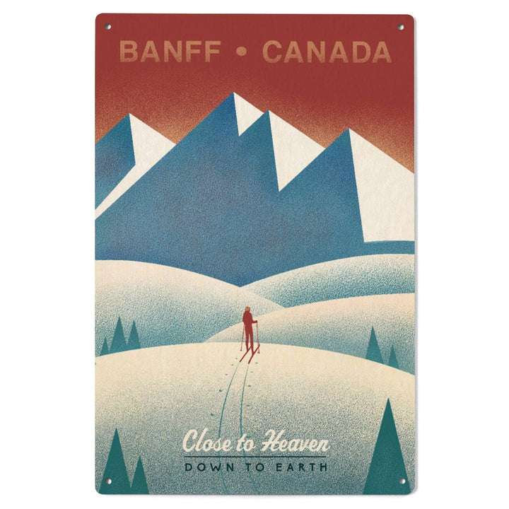 Banff, Canada, Skier In the Mountains, Litho, Lantern Press Artwork, Wood Signs and Postcards Wood Lantern Press