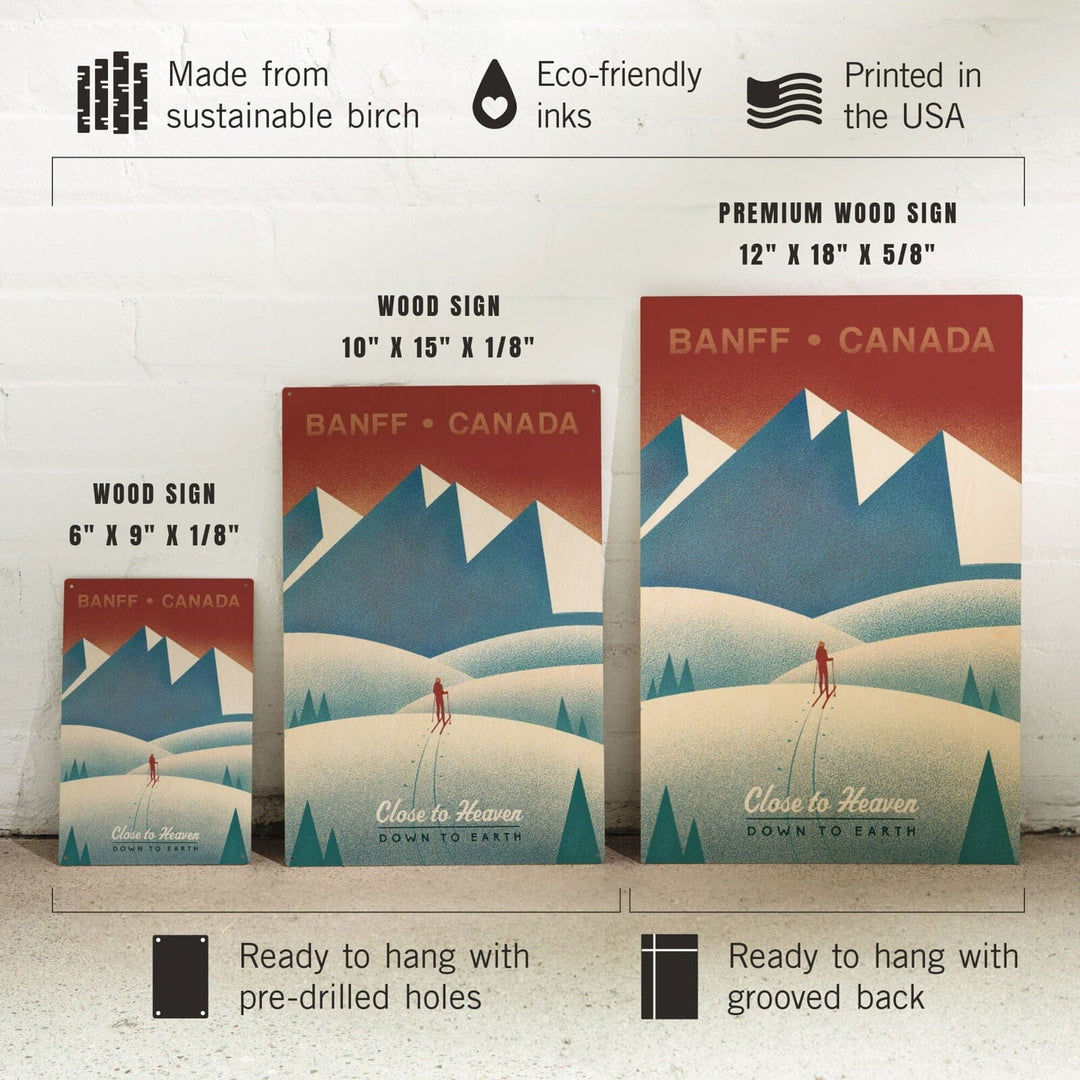 Banff, Canada, Skier In the Mountains, Litho, Lantern Press Artwork, Wood Signs and Postcards Wood Lantern Press