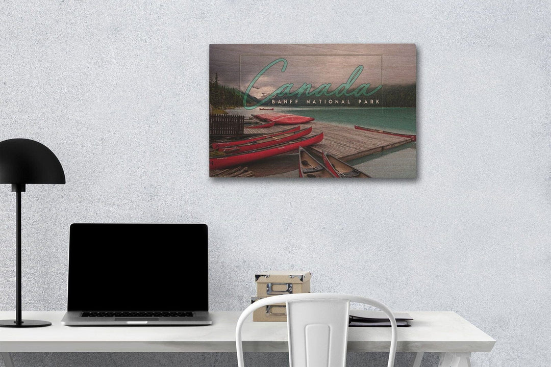 Banff National Park, Canada, Lake Louise and Boats, Photography, Wood Signs and Postcards Wood Lantern Press