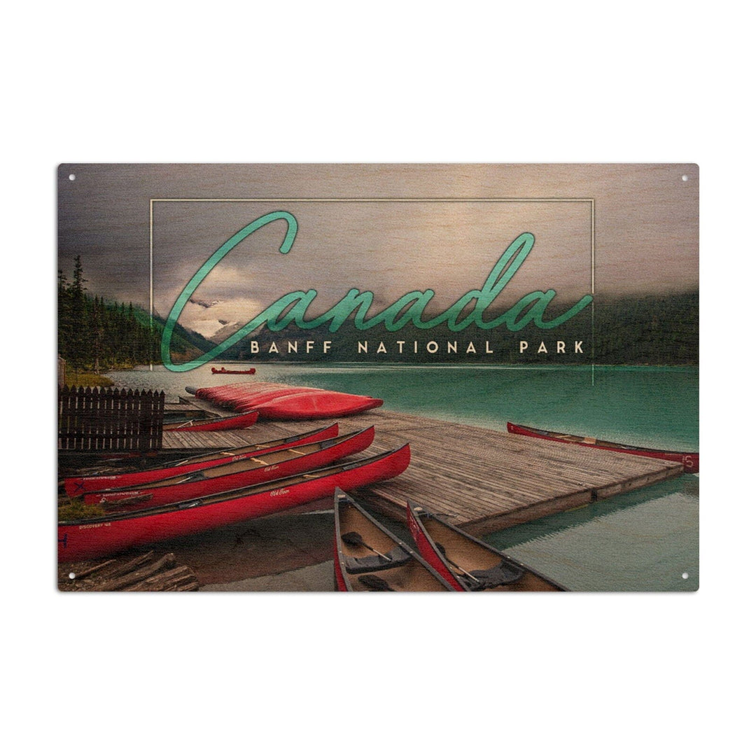 Banff National Park, Canada, Lake Louise and Boats, Photography, Wood Signs and Postcards Wood Lantern Press 6x9 Wood Sign