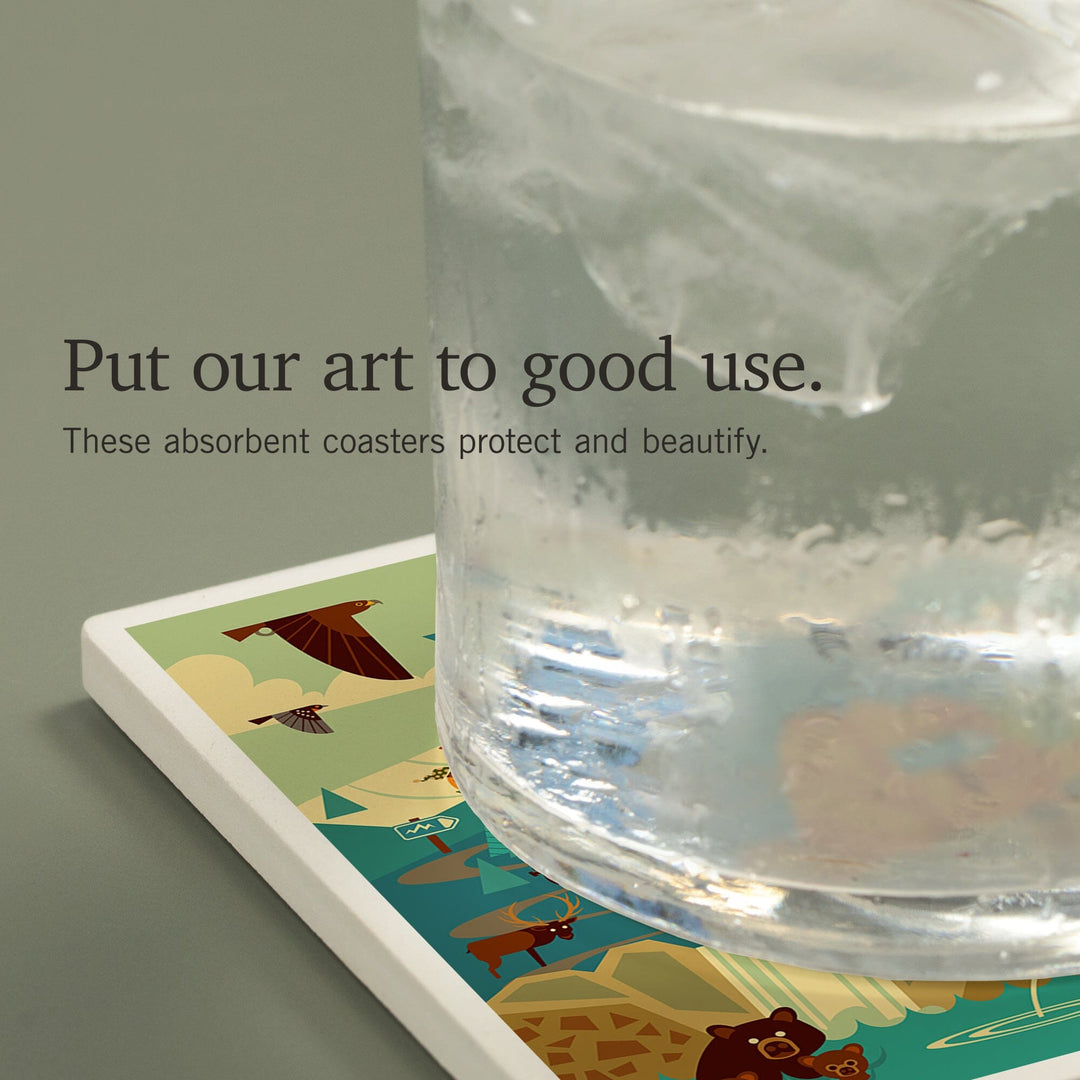 Banff National Park, Geometric, Coasters Coasters Lantern Press