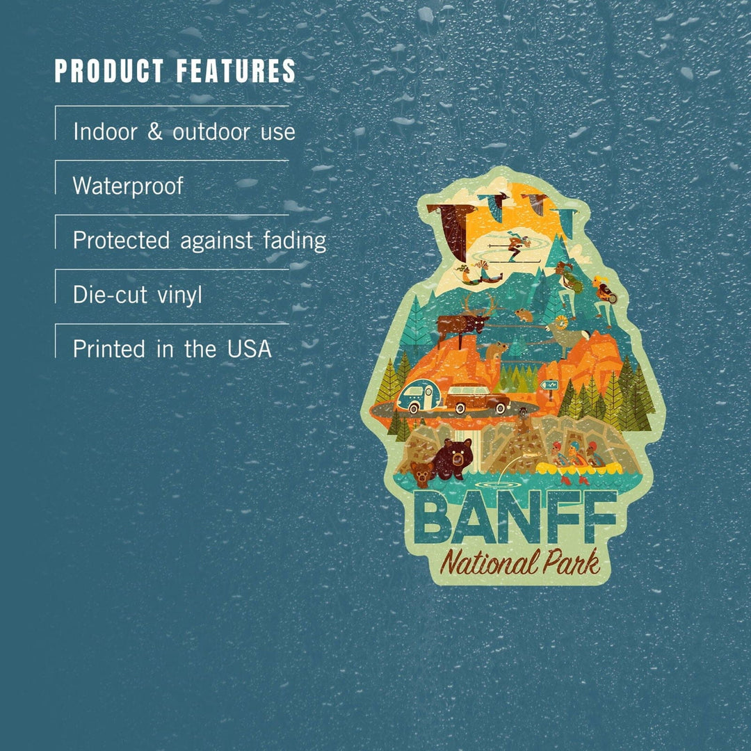 Banff National Park, Geometric, Contour, Vinyl Sticker Sticker Lantern Press