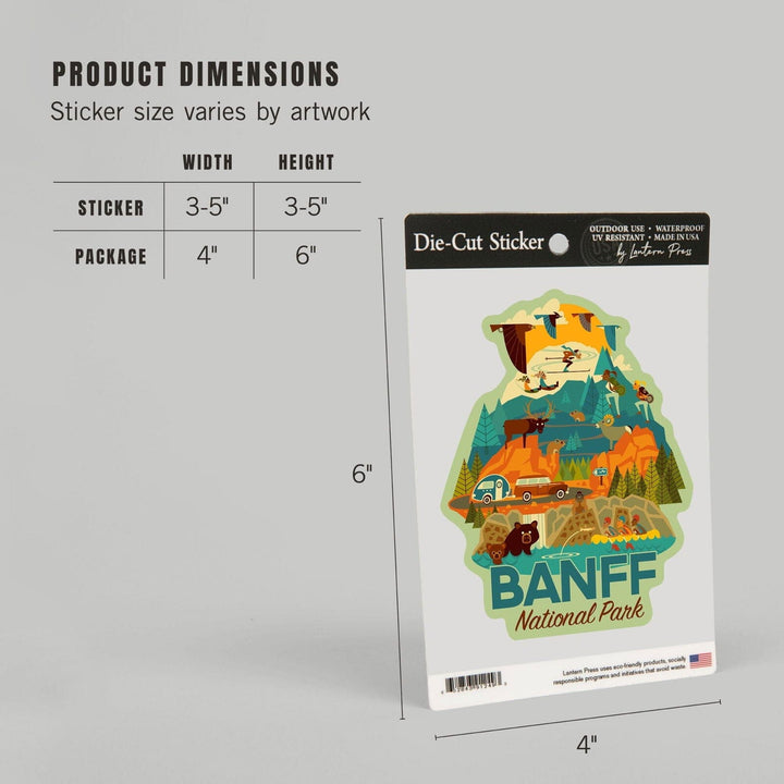 Banff National Park, Geometric, Contour, Vinyl Sticker Sticker Lantern Press