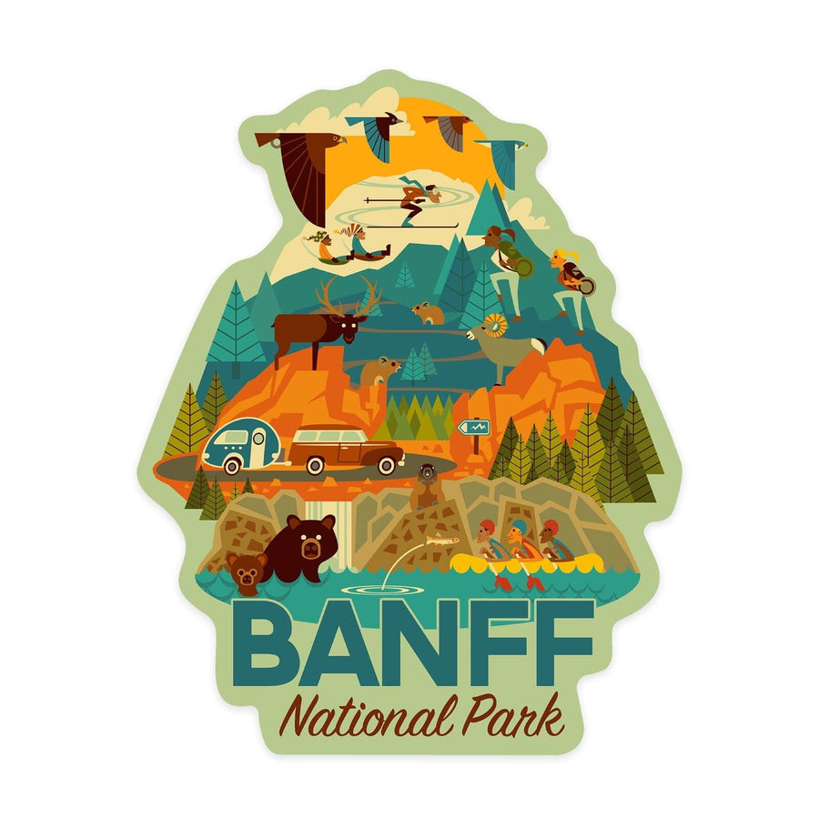 Banff National Park, Geometric, Contour, Vinyl Sticker Sticker Lantern Press