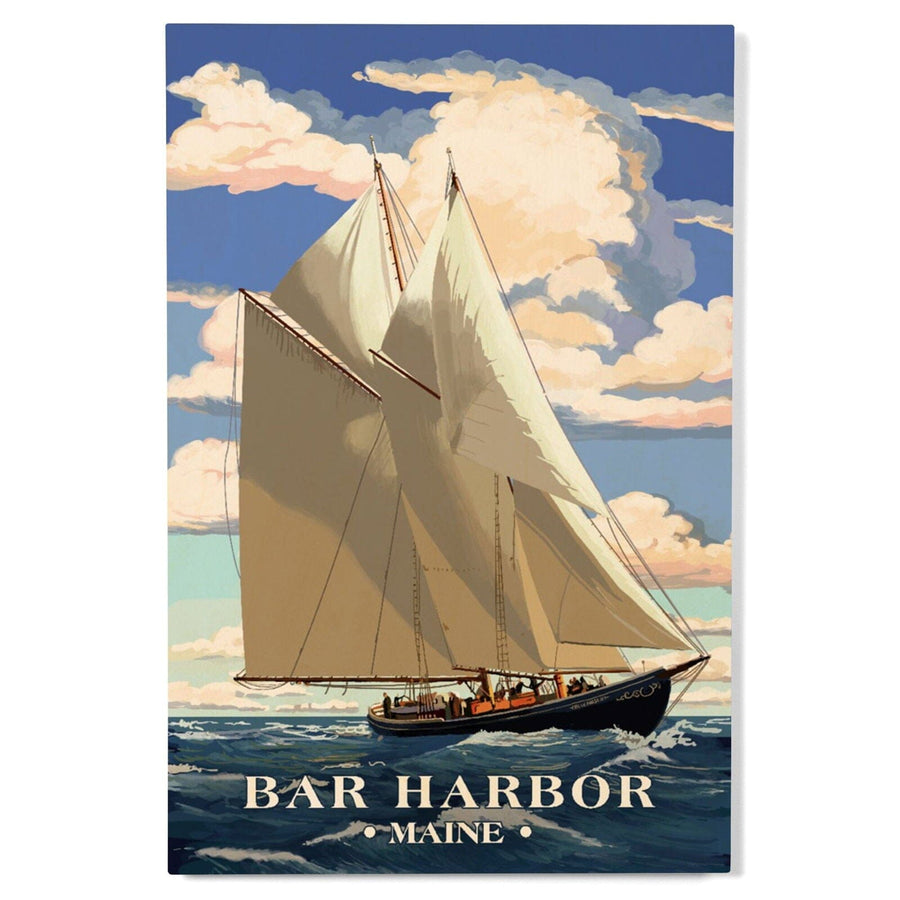Bar Harbor, Maine, Bluenose II, Lantern Press Artwork, Wood Signs and Postcards Wood Lantern Press