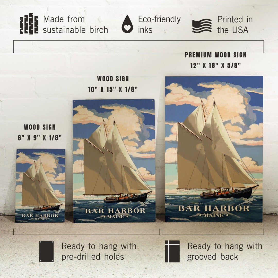 Bar Harbor, Maine, Bluenose II, Lantern Press Artwork, Wood Signs and Postcards Wood Lantern Press