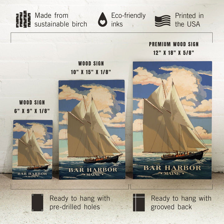 Bar Harbor, Maine, Bluenose II, Lantern Press Artwork, Wood Signs and Postcards Wood Lantern Press