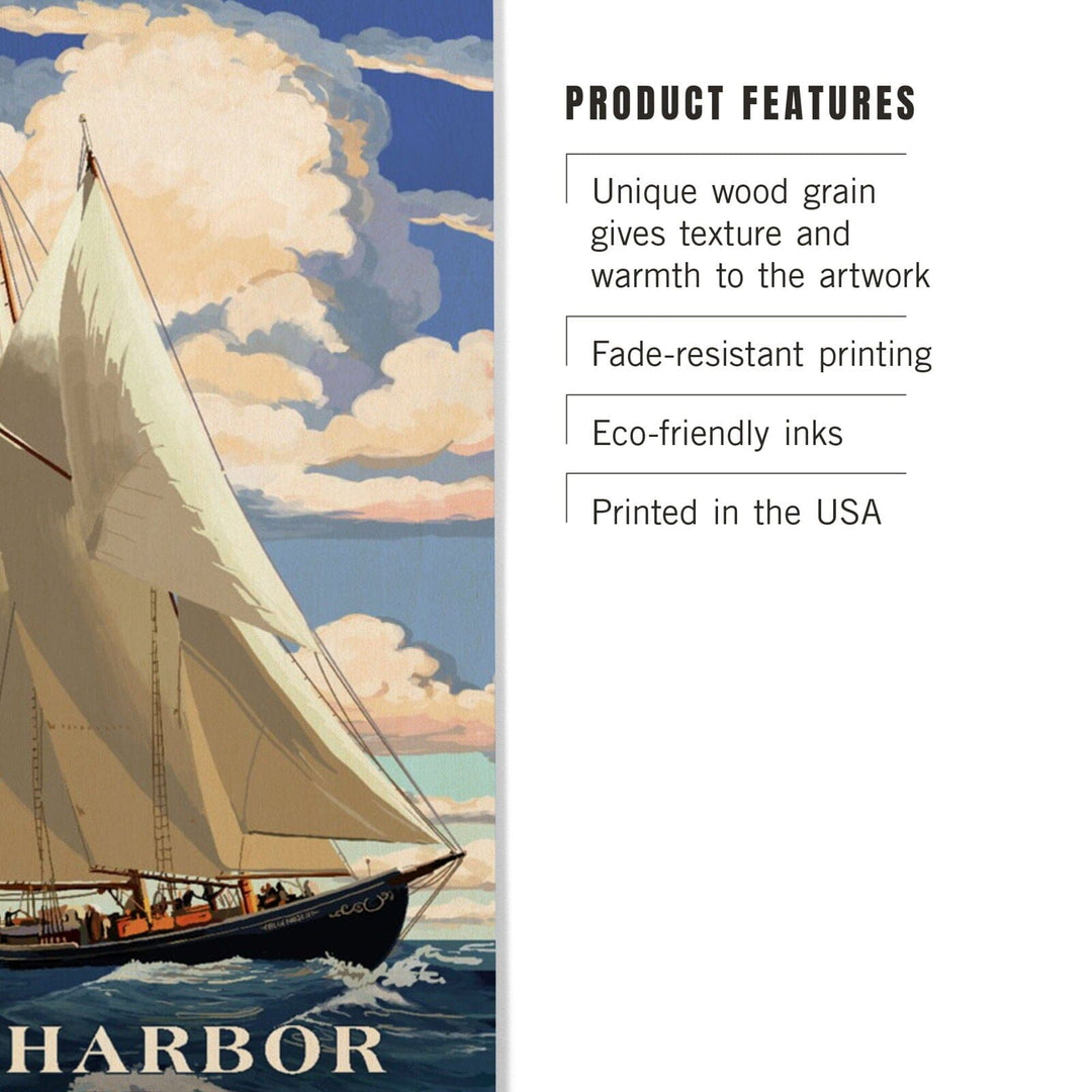 Bar Harbor, Maine, Bluenose II, Lantern Press Artwork, Wood Signs and Postcards Wood Lantern Press