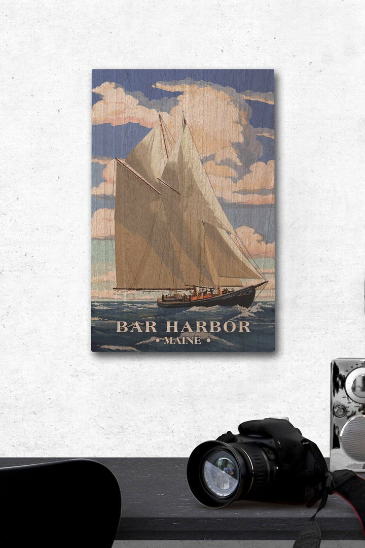 Bar Harbor, Maine, Bluenose II, Lantern Press Artwork, Wood Signs and Postcards Wood Lantern Press