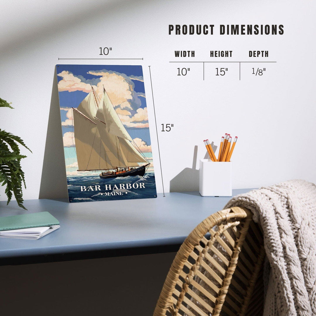 Bar Harbor, Maine, Bluenose II, Lantern Press Artwork, Wood Signs and Postcards Wood Lantern Press