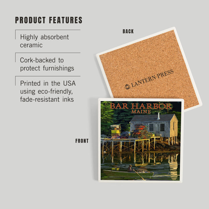 Bar Harbor, Maine, Lobster Shack, Coasters Coasters Lantern Press