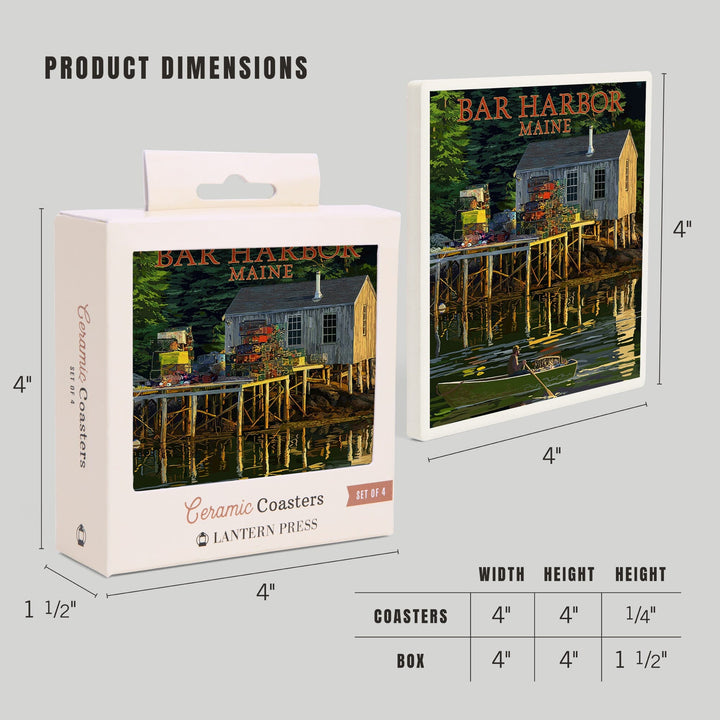 Bar Harbor, Maine, Lobster Shack, Coasters Coasters Lantern Press