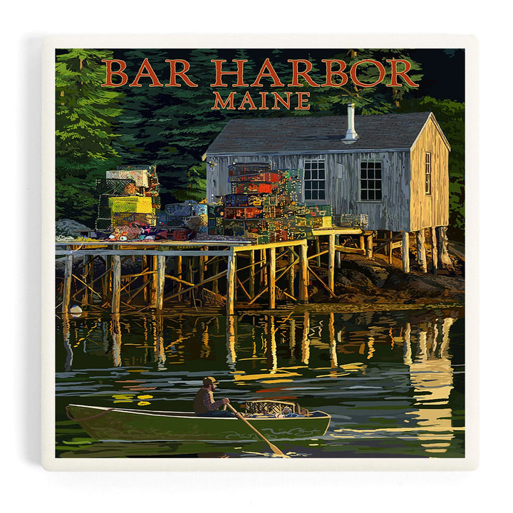 Bar Harbor, Maine, Lobster Shack, Coasters Coasters Lantern Press Coaster